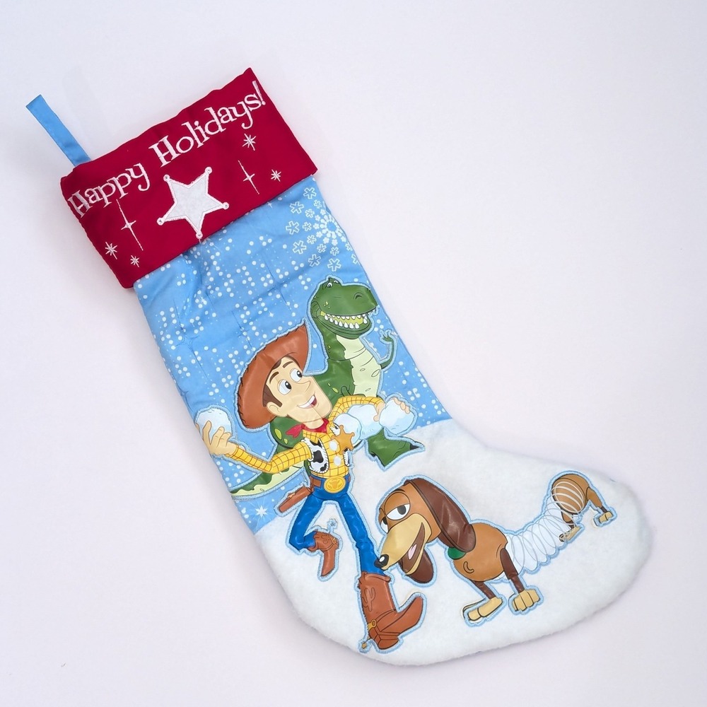 Disney Toy Story Christmas Stocking Woody Rex Slink Happy Holiday Vinyl Applique